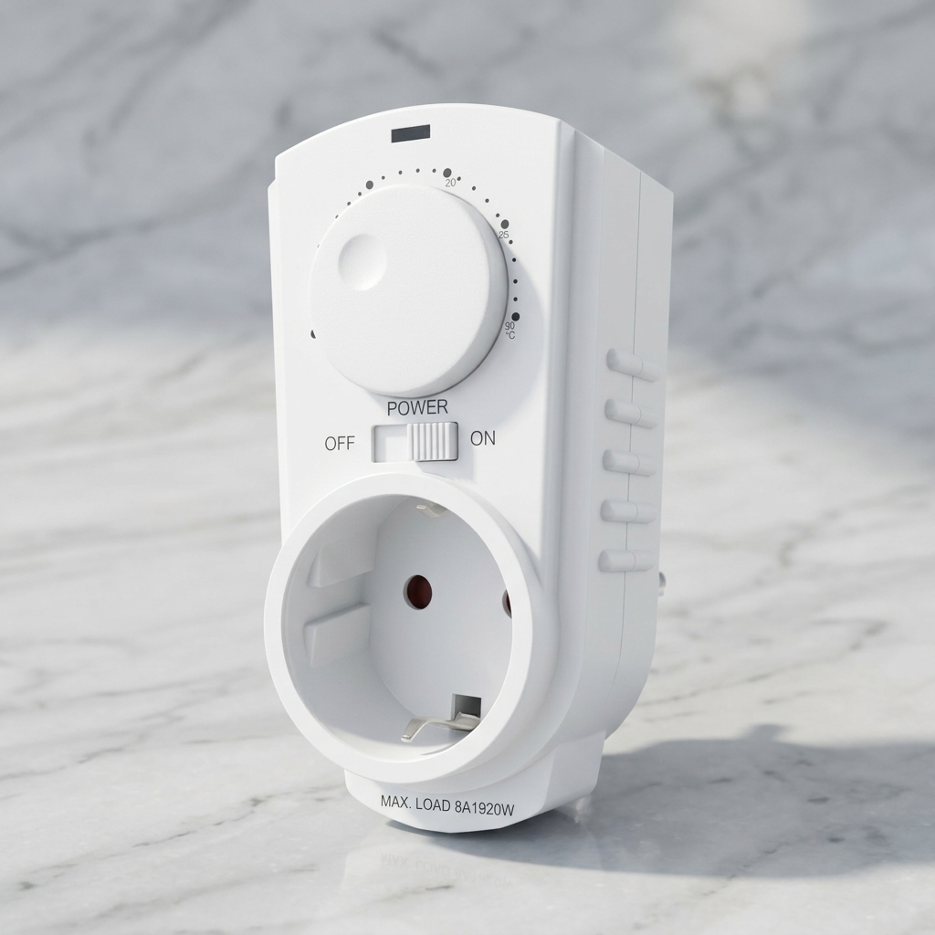 EconoHome Adjustable Plug-In Thermostat for Heating and Cooling - 230V Universal Temperature Controller