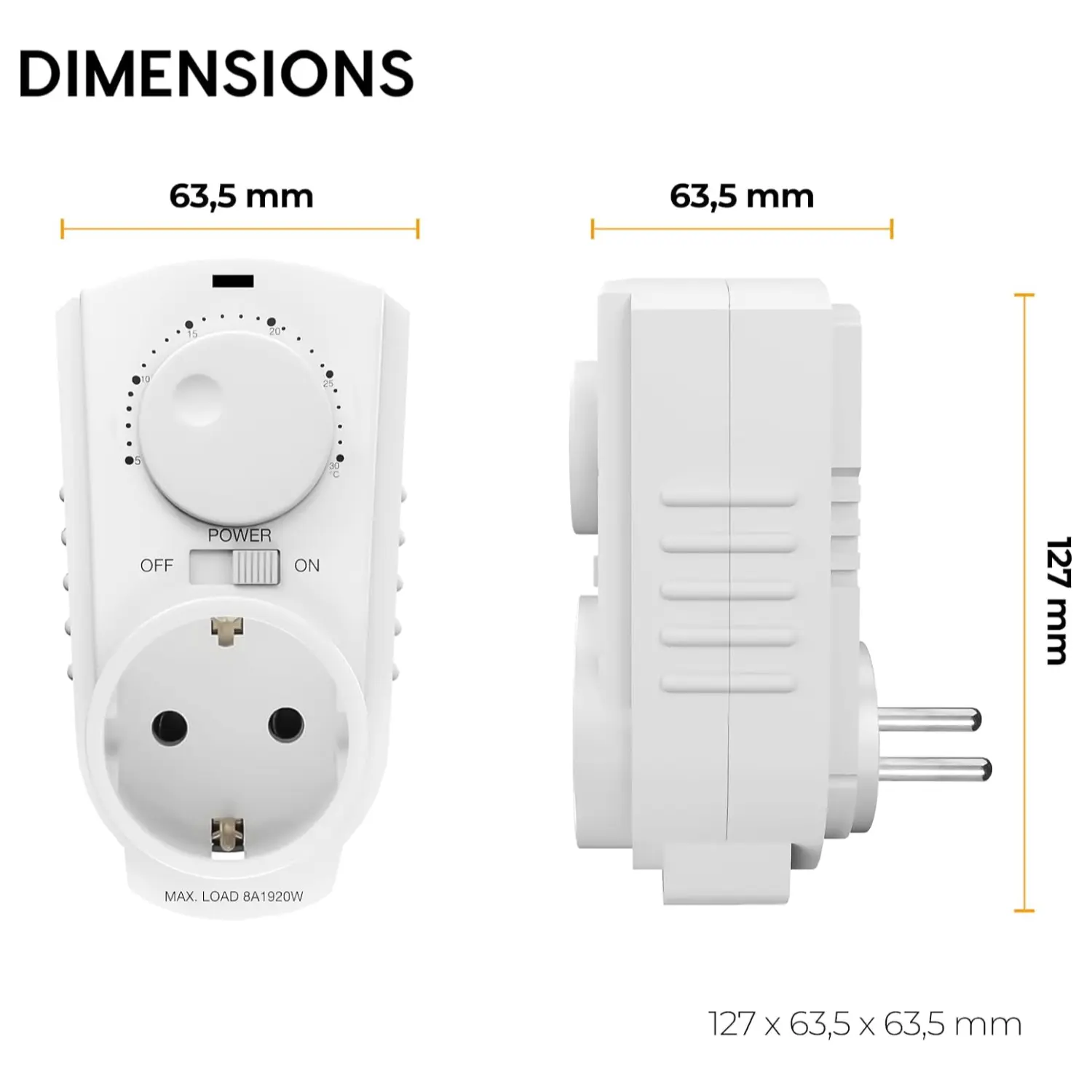 EconoHome Adjustable Plug-In Thermostat for Heating and Cooling - 230V Universal Temperature Controller 6
