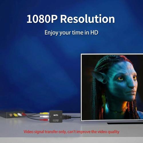 RCA to HDMI Converter, AV to HDMI Adapter for N64, Wii, PS2, PS3, Xbox, VCR, and VHS