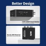 RCA to HDMI Converter, AV to HDMI Adapter for N64, Wii, PS2, PS3, Xbox, VCR, and VHS