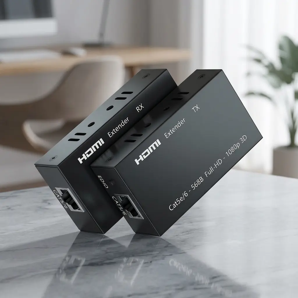 Aukey HDMI Extender Over Ethernet LAN Up to 60M (196ft) - Transmitter & Receiver Repeater Kit