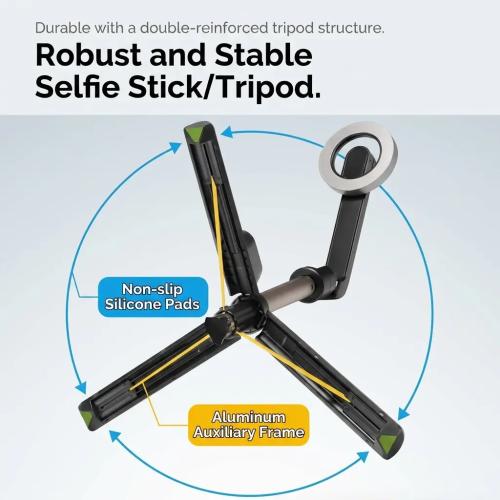Spigen S570W MagFit 24-inch Magnetic Selfie Stick & Tripod Stand - Black
