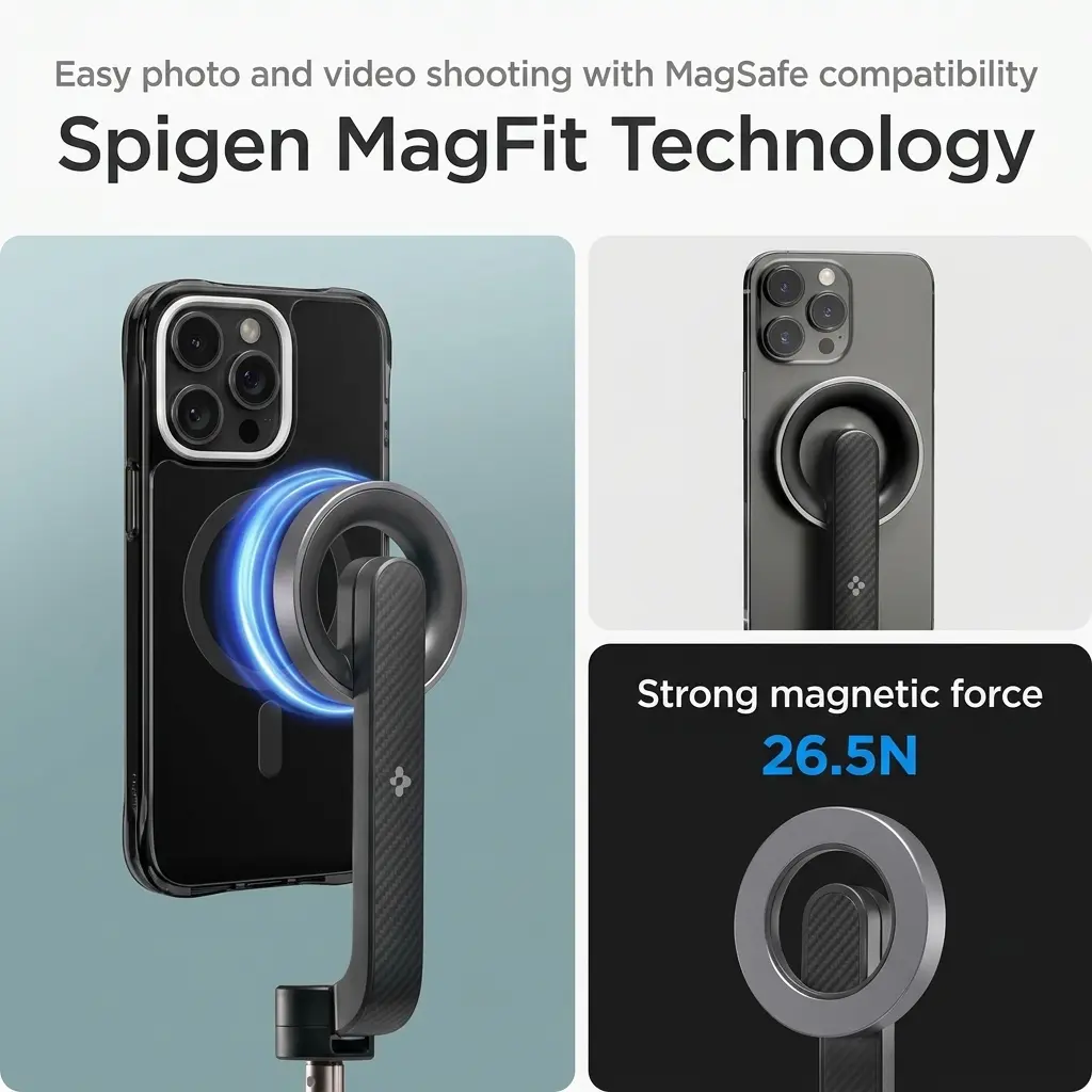 Spigen S570W MagFit 24-inch Magnetic Selfie Stick & Tripod Stand - Black 3