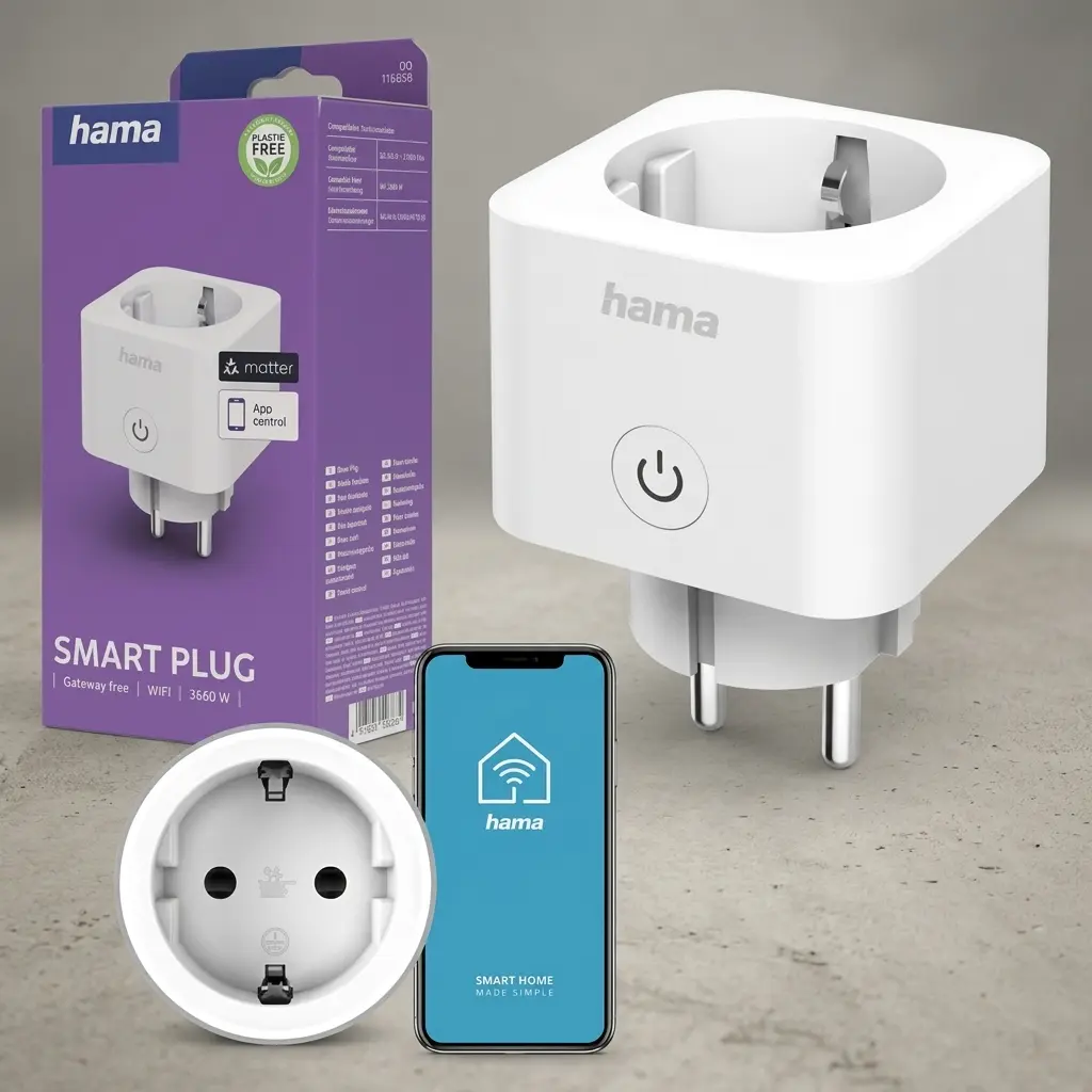 Hama Matter Smart WiFi Plug - 3680W Remote Control Outlet, White