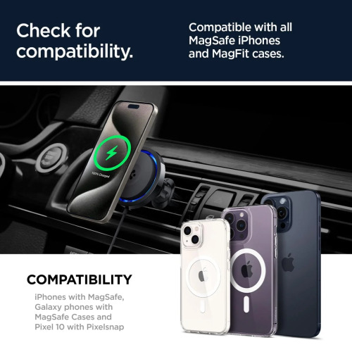Spigen OneTap Pro 3 Cryomax MagSafe Fast Wireless Charging Car Mount & Air Vent Clip ITS12WC