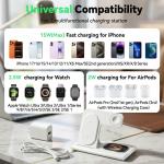 Aresh 3-in-1 Foldable Wireless Charging Station with Night Light for iPhone, Apple Watch & AirPods
