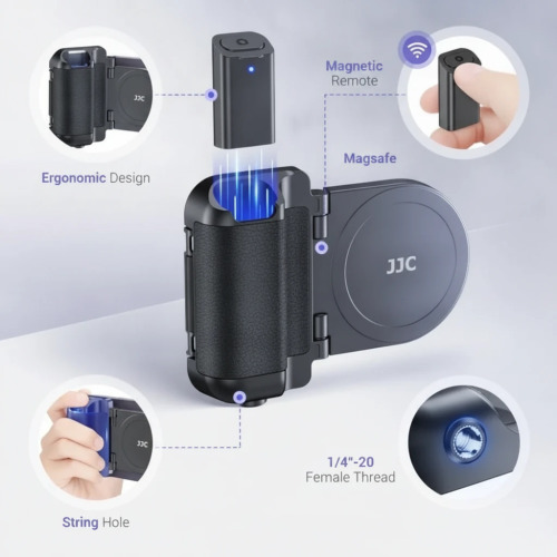 JJC Magnetic Phone Camera Grip Handle with Bluetooth Remote for MagSafe iPhones