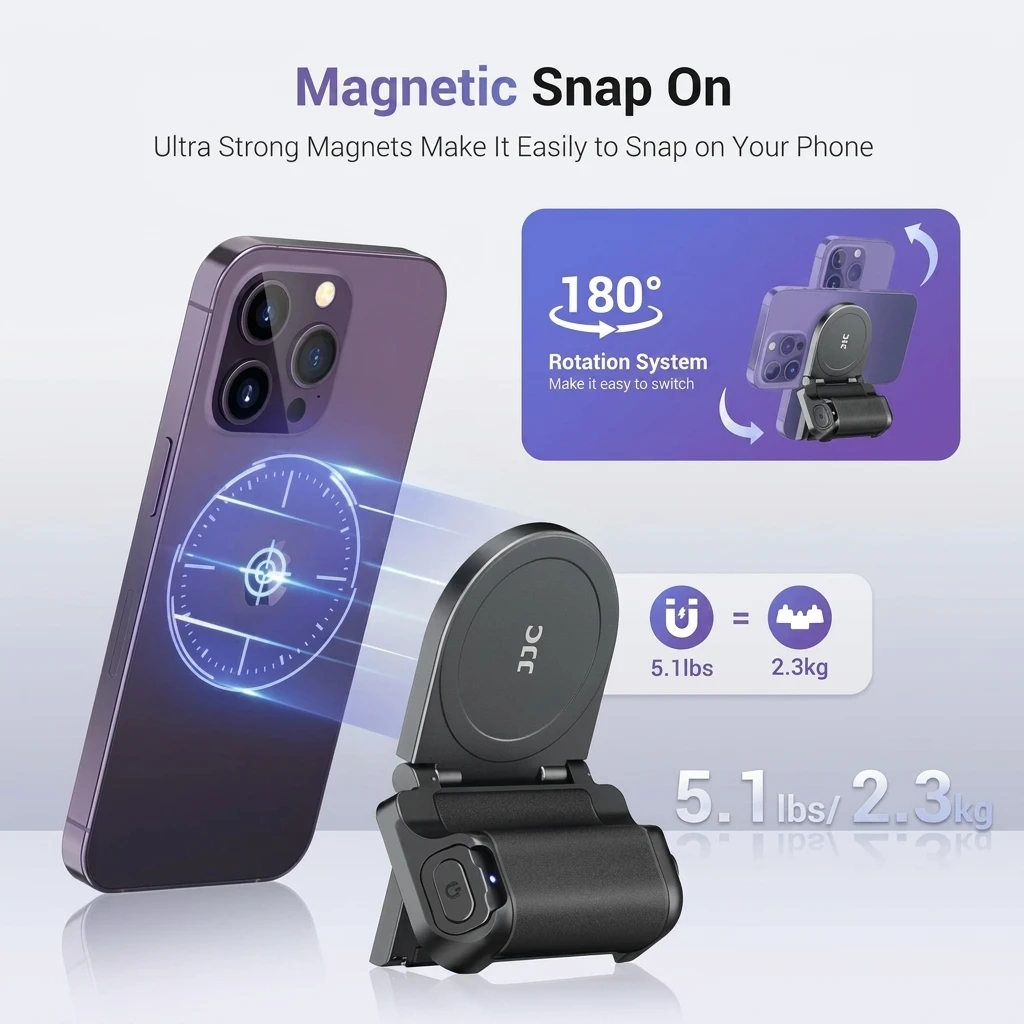 JJC Magnetic Phone Camera Grip Handle with Bluetooth Remote for MagSafe iPhones 3