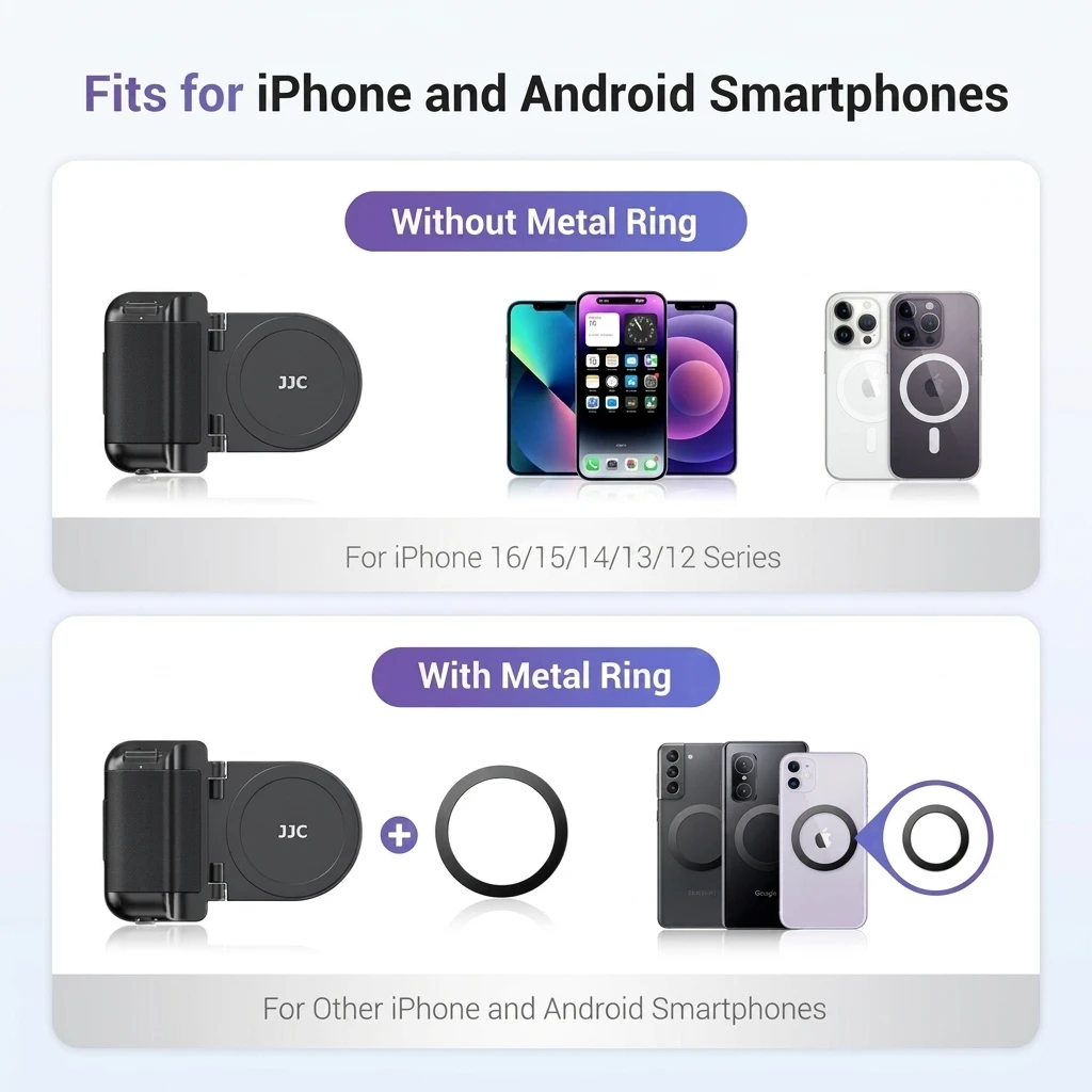 JJC Magnetic Phone Camera Grip Handle with Bluetooth Remote for MagSafe iPhones 5