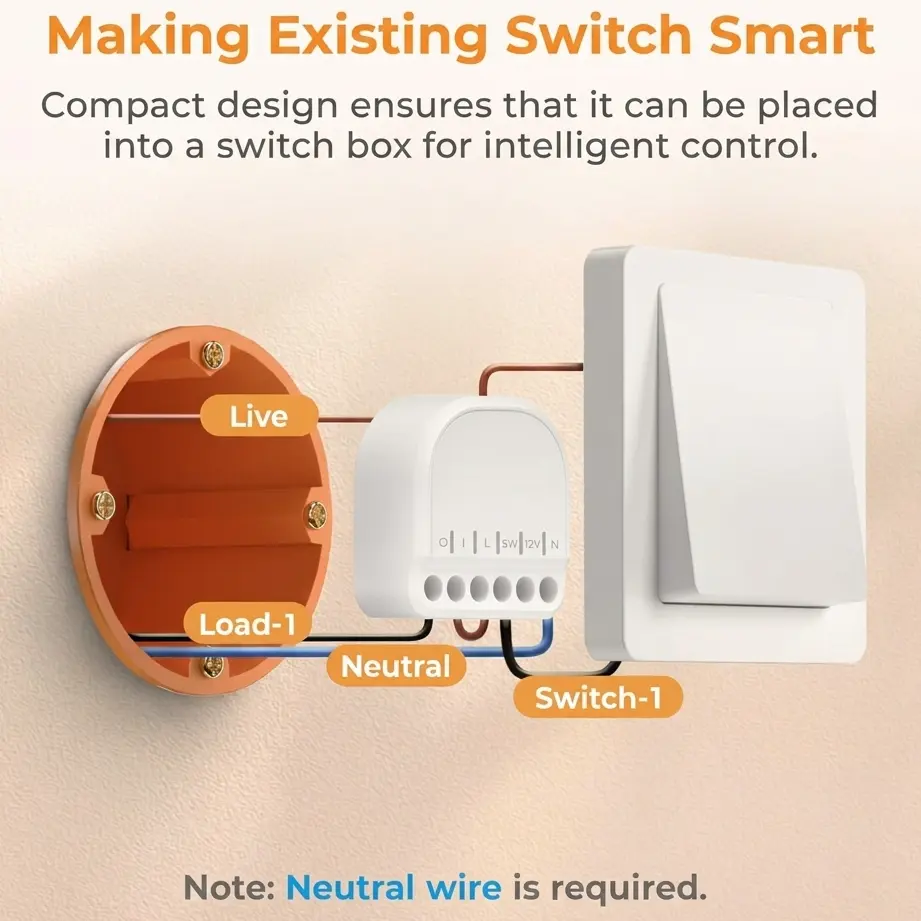 Refoss 10A Mini Smart WiFi Relay Switch - Home Assistant Compatible 1-Gang Module 2