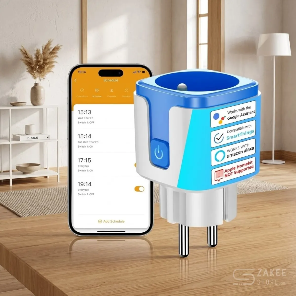 SURFOU Type E Smart WiFi Plug, 16A Programmable Socket with Remote Control & Energy Monitoring