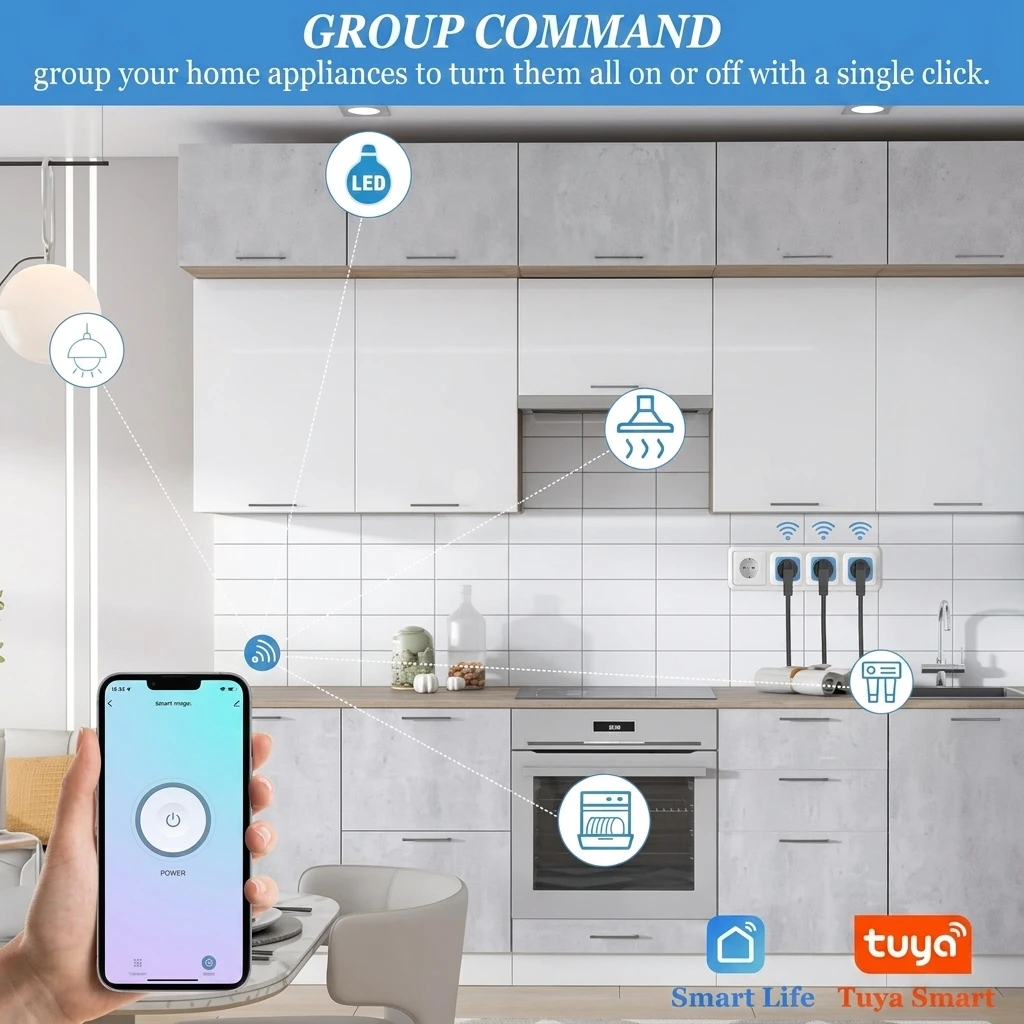 SURFOU Type E Smart WiFi Plug, 16A Programmable Socket with Remote Control & Energy Monitoring 4