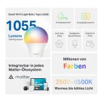 Tapo TP-Link L535E Matter Certified Smart Wi-Fi LED Bulb, Multicolor, E27, Dimmable, 1055 Lumens