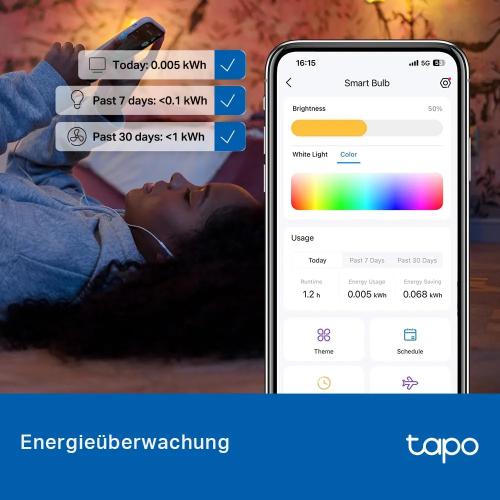 Tapo TP-Link L535E Matter Certified Smart Wi-Fi LED Bulb, Multicolor, E27, Dimmable, 1055 Lumens