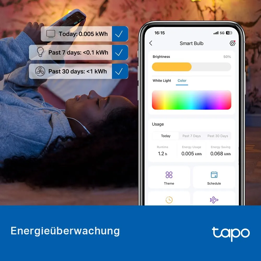 Tapo TP-Link L535E Matter Certified Smart Wi-Fi LED Bulb, Multicolor, E27, Dimmable, 1055 Lumens 6