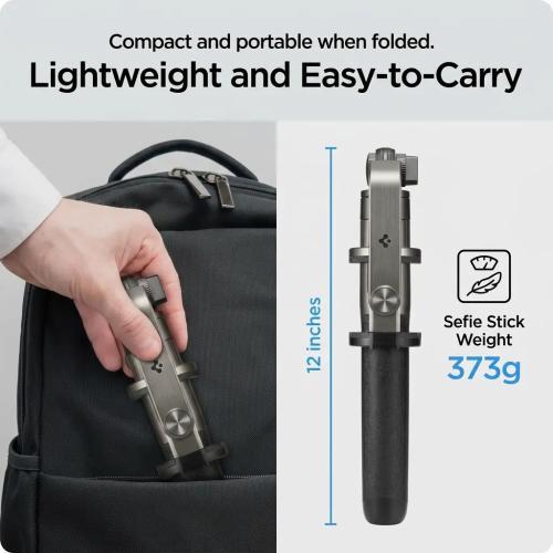 Spigen S560W 1.6m Extra Long Bluetooth Selfie Stick & Tripod Stand - Black