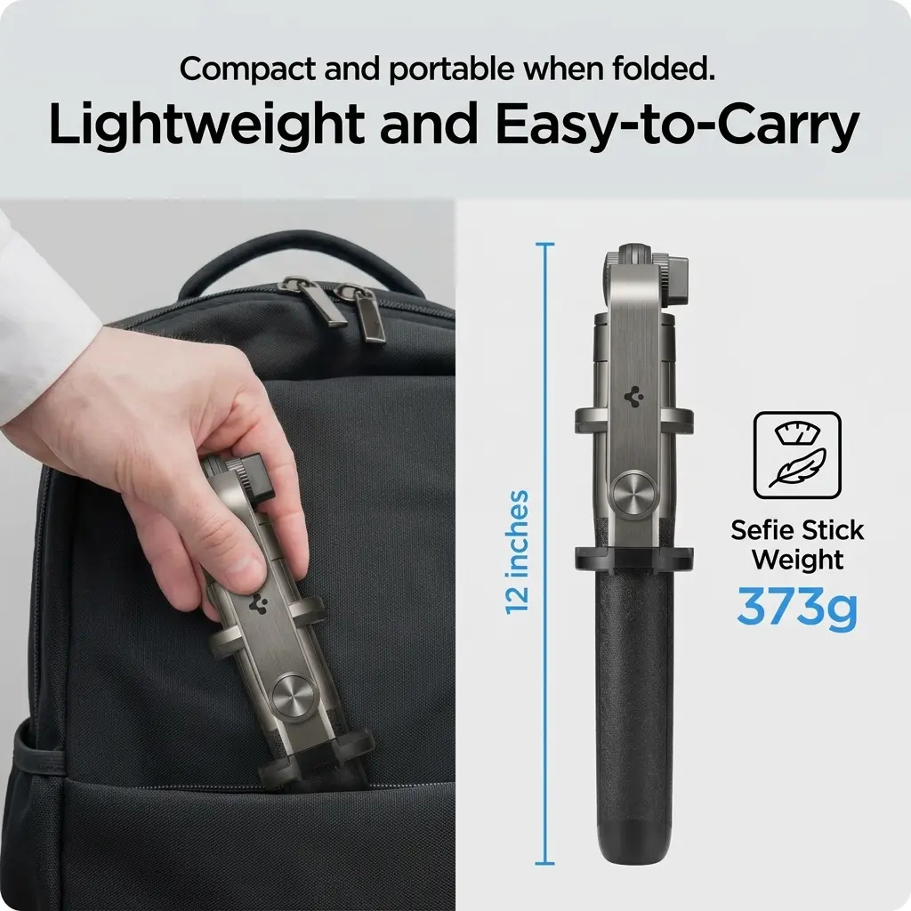 Spigen S560W 1.6m Extra Long Bluetooth Selfie Stick & Tripod Stand - Black 5
