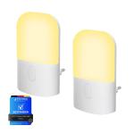 GRIFEMA Pack of 2 Night Light Socket with Twilight Sensor, 3-Level Dimmable (2700 K Warm White), Children's Night Light for Bedroom, Stairs, Kitchen, 0.5 W Energy Saving & Child Safe