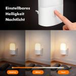 GRIFEMA Socket Night Light with Twilight Sensor for Constant Night Orientation 3 Levels Dimmable 2700 K Warm White Energy Saving 0.5 W Child Safe for Hallway, Bedroom and Children's Room