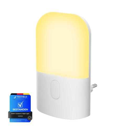 GRIFEMA Socket Night Light with Twilight Sensor for Constant Night Orientation 3 Levels Dimmable 2700 K Warm White Energy Saving 0.5 W Child Safe for Hallway, Bedroom and Children's Room