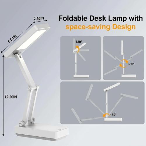 Suright LED Table Lamp, Wireless Battery Desk Lamp, Foldable Touch Control