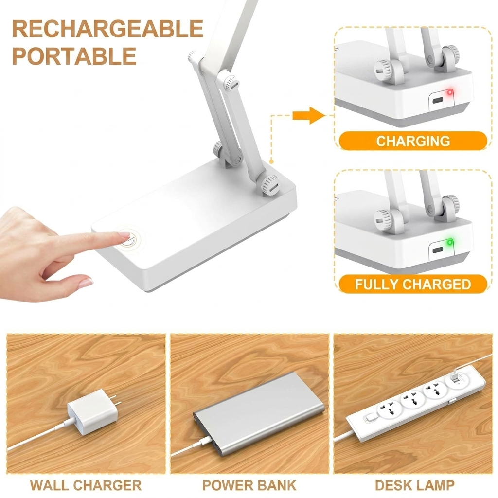 Suright LED Table Lamp, Wireless Battery Desk Lamp, Foldable Touch Control 2