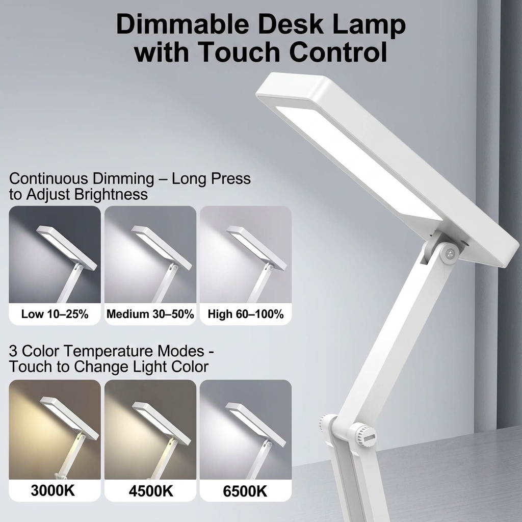 Suright LED Table Lamp, Wireless Battery Desk Lamp, Foldable Touch Control 4