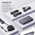 UGREEN USB-C KVM Switch 2-PC 2-Monitor 4K@60Hz with 4x USB 3.0 Ports & PD 100W Power Supply