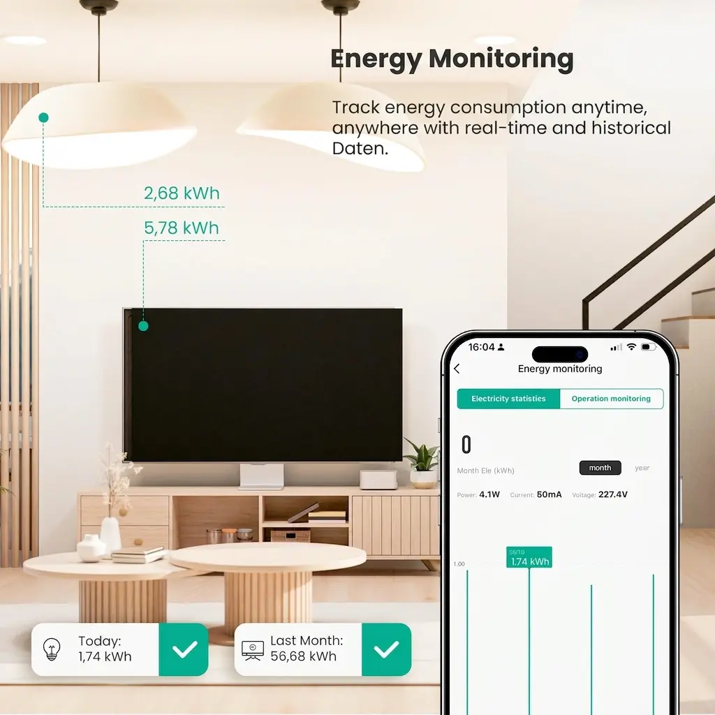UPXNBOR 16A WiFi Smart Plug with Energy Monitoring - 2 Pack 7