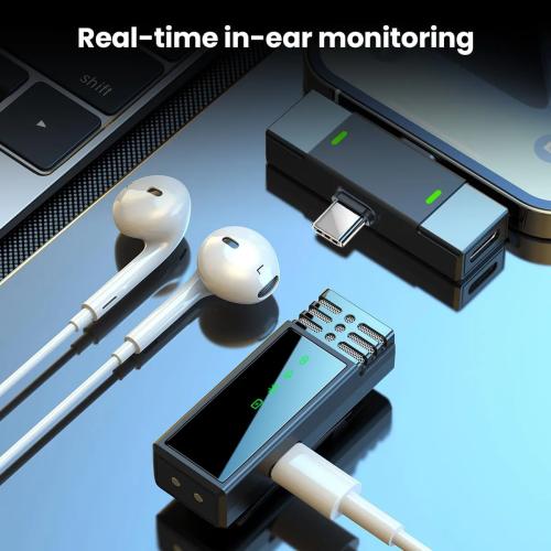 JoyGeek 2-Pack Wireless Lavalier Microphone System with Noise-Cancellation for iPhone and Android