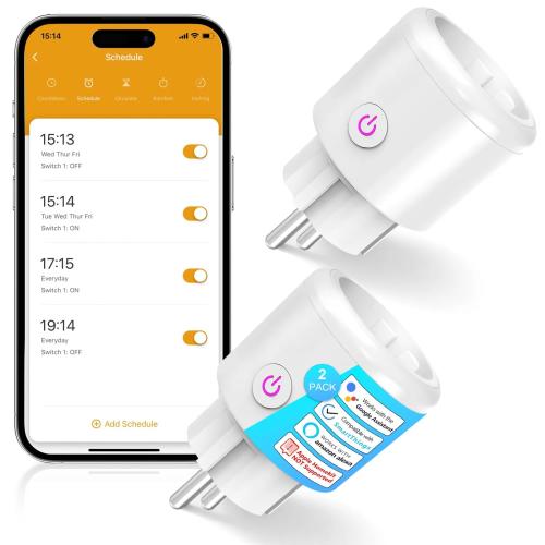 SURFOU Smart WiFi Plug - Energy Monitoring, Voice Control, 2-Pack