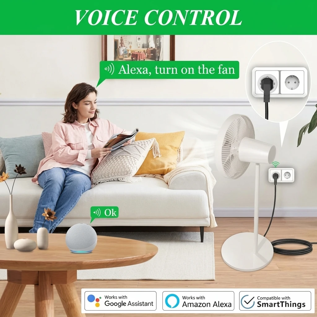 SURFOU Smart WiFi Plug - Energy Monitoring, Voice Control, 2-Pack 3
