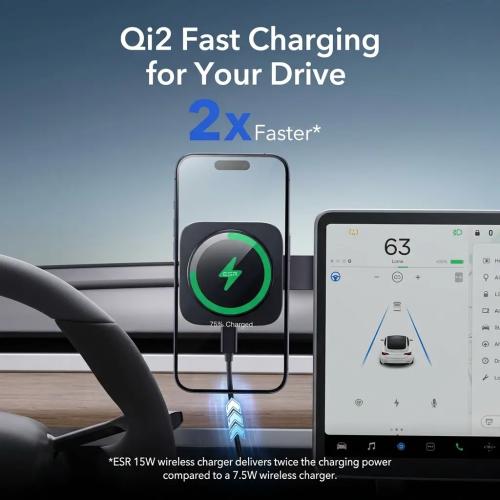 ESR Qi2 Certified 15W MagSafe Dashboard Car Charger Mount for iPhone 16/15/14/13/12