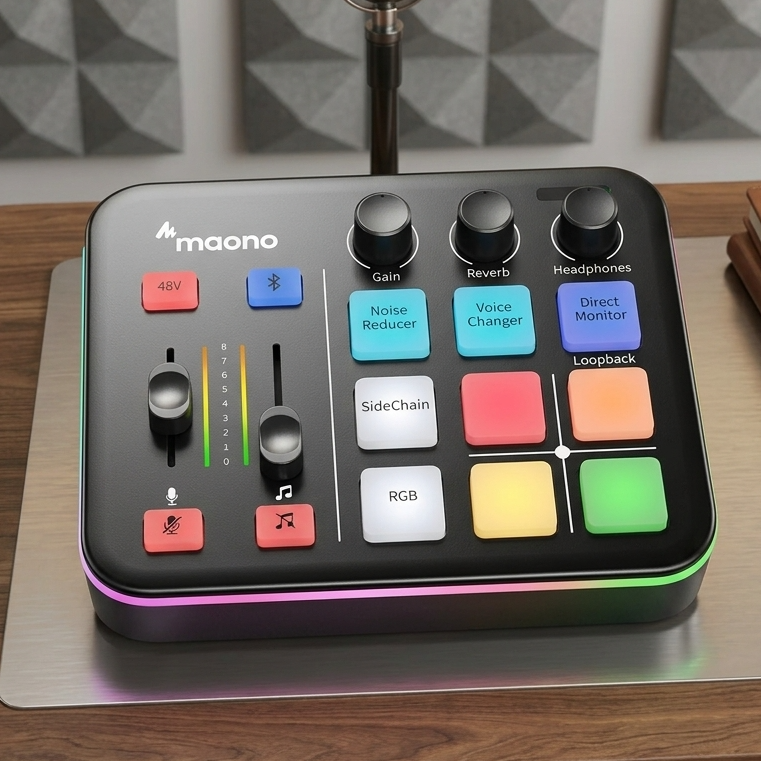 MAONO G1 Neo Gaming Audio Mixer & XLR Interface with RGB Lighting