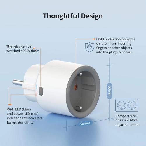 SONOFF S60TPF WiFi Smart Plug with Energy Monitoring - 16A 4000W (Pack of 2)