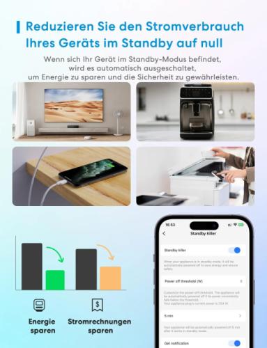 Meross Smart WiFi Plug with Energy Monitoring - 16A Timer Socket, 2-Pack