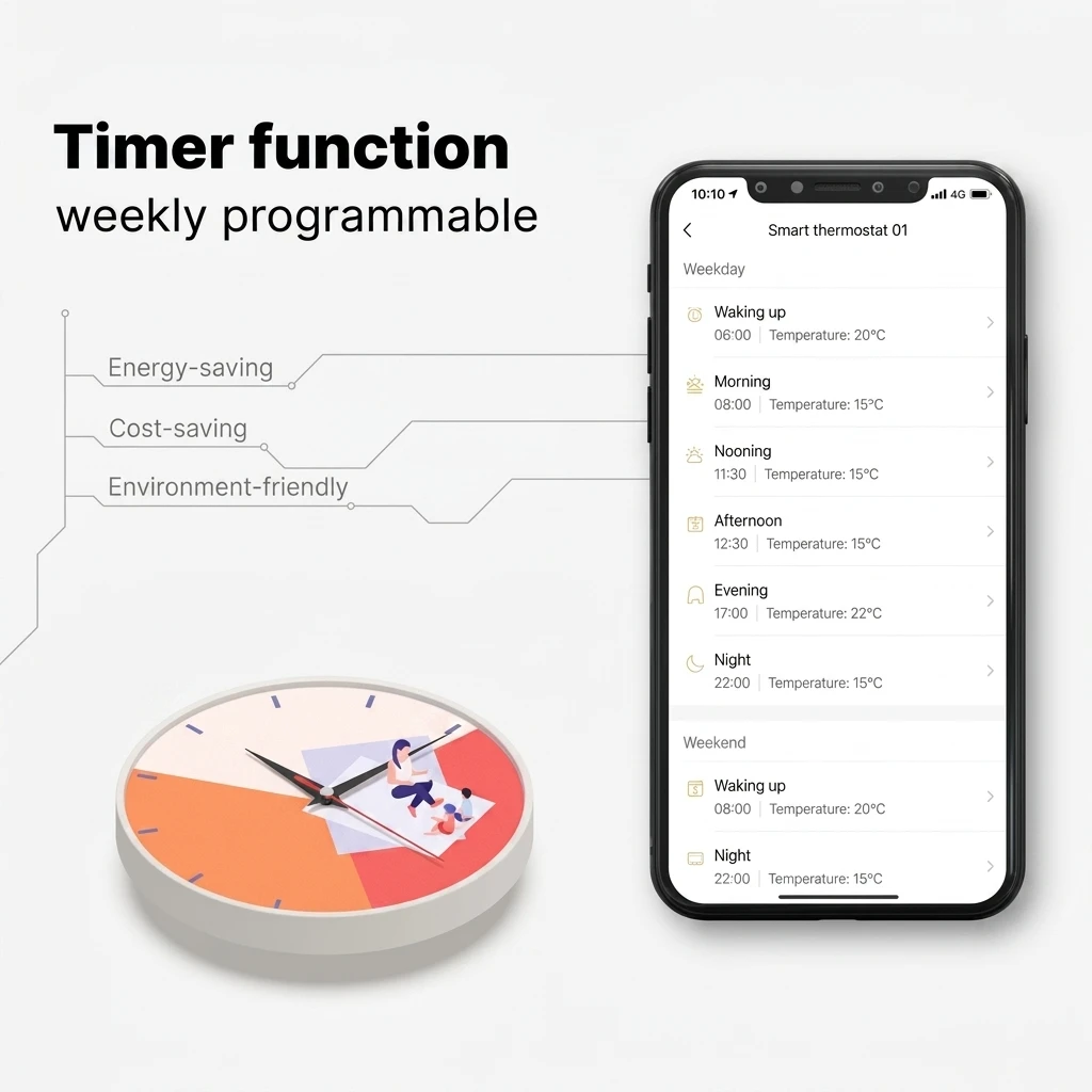 MOES Smart WiFi Thermostat for Water/Gas Boiler Heating - Touch Panel, Hub-Free 4