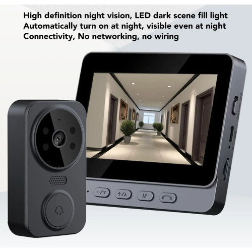 Wireless Video Doorbell Camera with 4.3-Inch Display & 1080P HD Peephole Viewer
