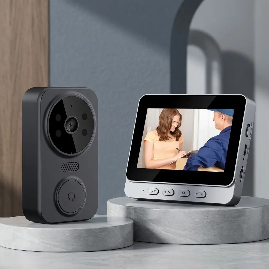 Wireless Video Doorbell Camera with 4.3-Inch Display & 1080P HD Peephole Viewer