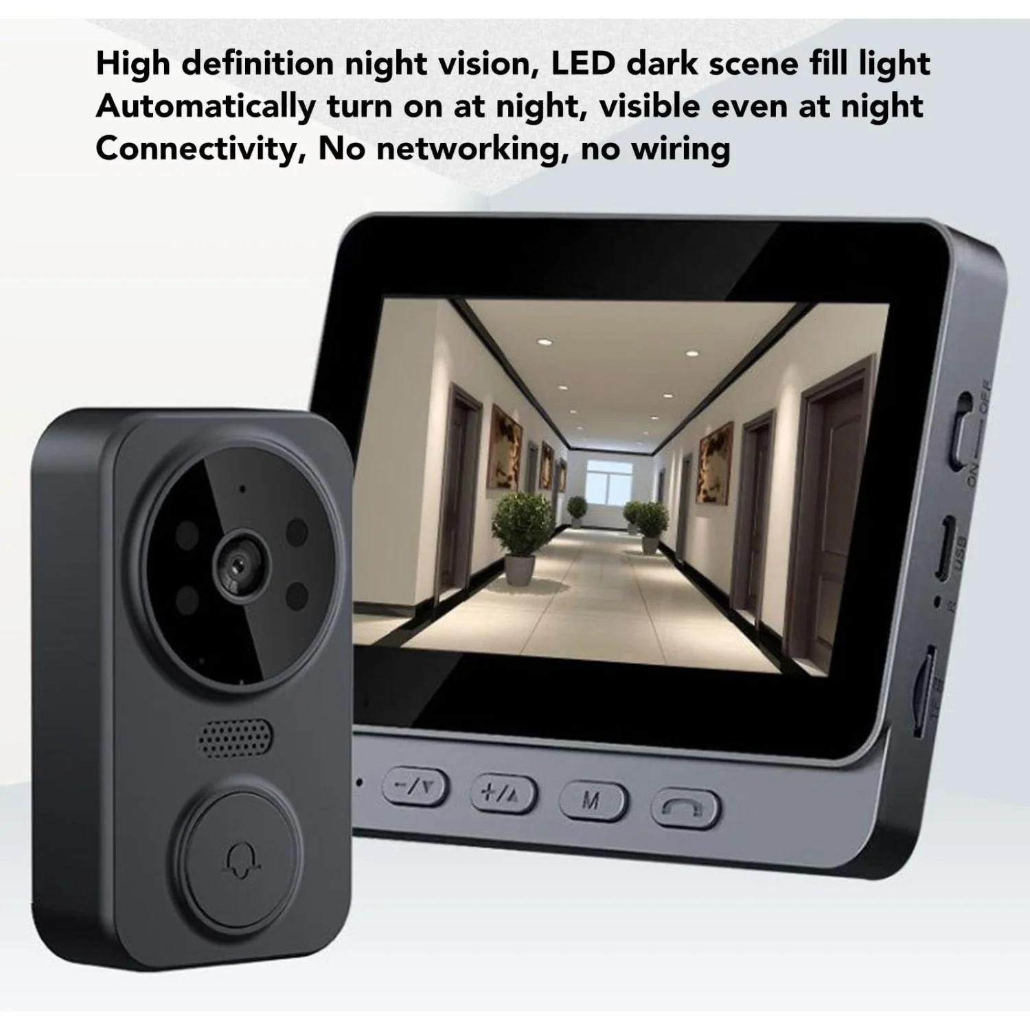 Wireless Video Doorbell Camera with 4.3-Inch Display & 1080P HD Peephole Viewer 4
