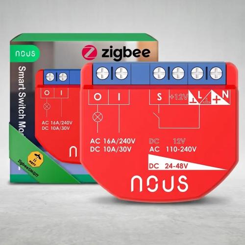 NOUS B1Z ZigBee 3.0 Smart Switch Module, 1-Channel Dry Contact Relay with Power Monitoring
