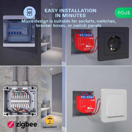 NOUS B1Z ZigBee 3.0 Smart Switch Module, 1-Channel Dry Contact Relay with Power Monitoring
