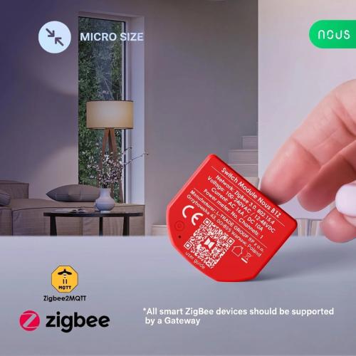 NOUS B1Z ZigBee 3.0 Smart Switch Module, 1-Channel Dry Contact Relay with Power Monitoring