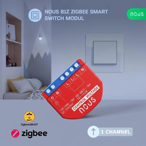 NOUS B1Z ZigBee 3.0 Smart Switch Module, 1-Channel Dry Contact Relay with Power Monitoring