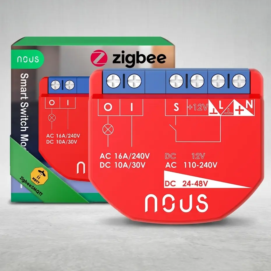NOUS B1Z ZigBee 3.0 Smart Switch Module, 1-Channel Dry Contact Relay with Power Monitoring