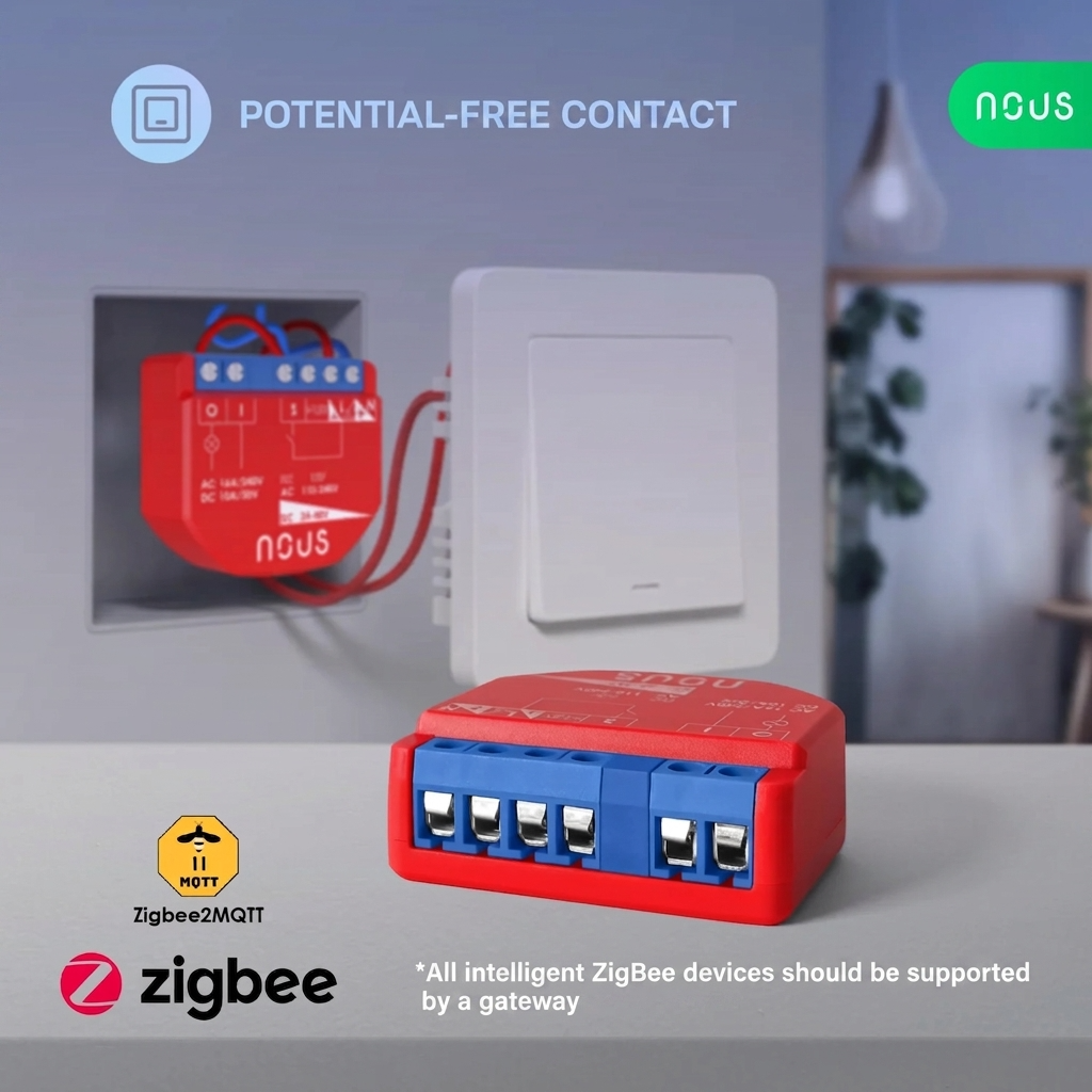 NOUS B1Z ZigBee 3.0 Smart Switch Module, 1-Channel Dry Contact Relay with Power Monitoring 3
