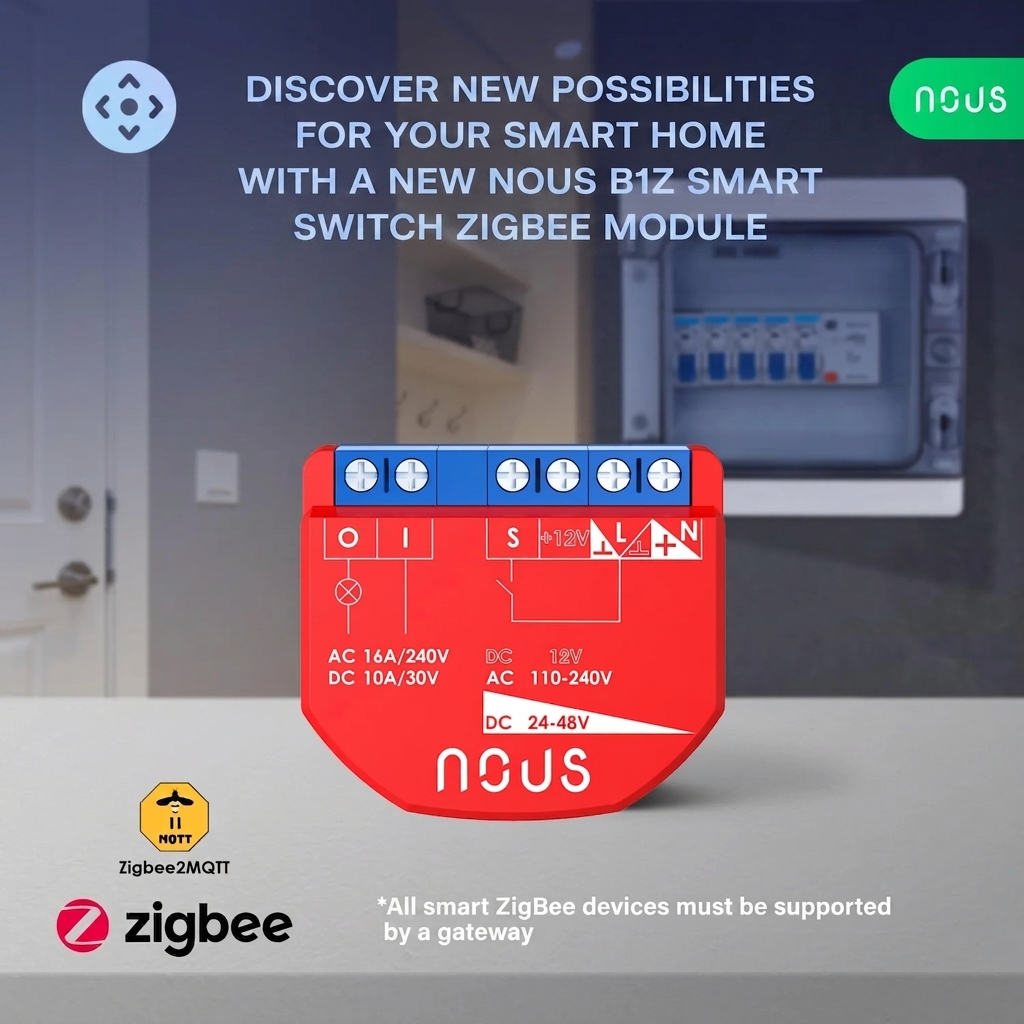 NOUS B1Z ZigBee 3.0 Smart Switch Module, 1-Channel Dry Contact Relay with Power Monitoring 5