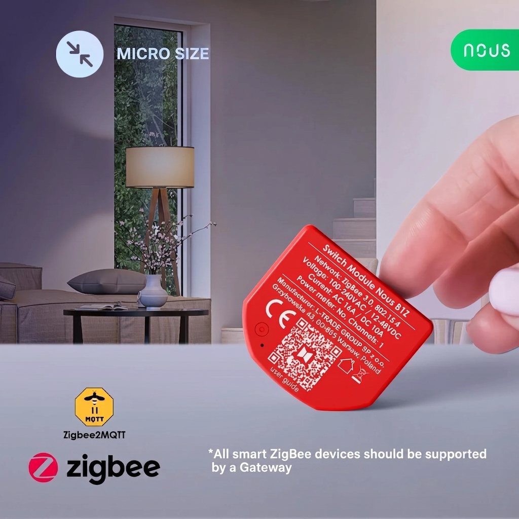 NOUS B1Z ZigBee 3.0 Smart Switch Module, 1-Channel Dry Contact Relay with Power Monitoring 6