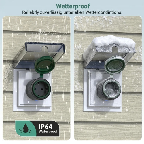 EIGHTREE IP64 Waterproof Outdoor Smart WiFi Socket with Power Monitoring - 16A