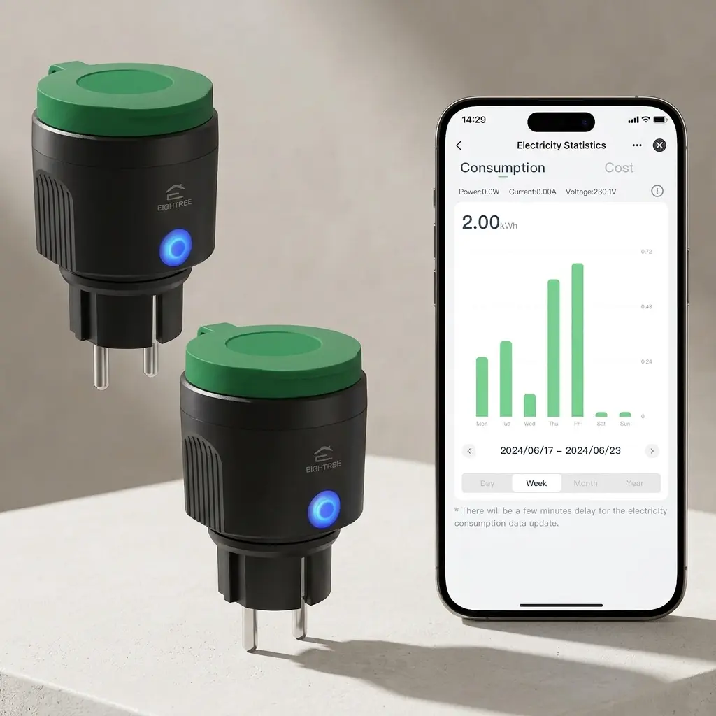 EIGHTREE IP64 Waterproof Outdoor Smart WiFi Socket with Power Monitoring - 16A